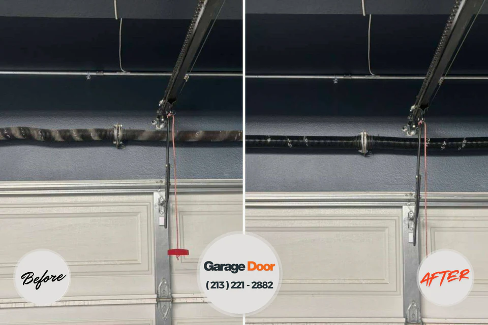 Before and after: garage door repair Apache, OK